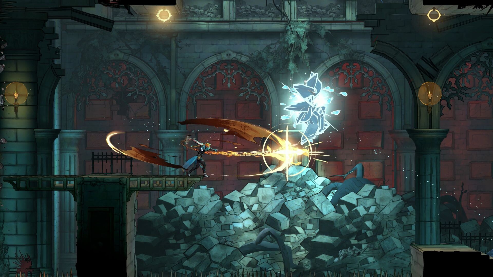 Castlevania Belmont's Curse, Rose Belmont utilizza la frusta contro una figura luminosa in un castello